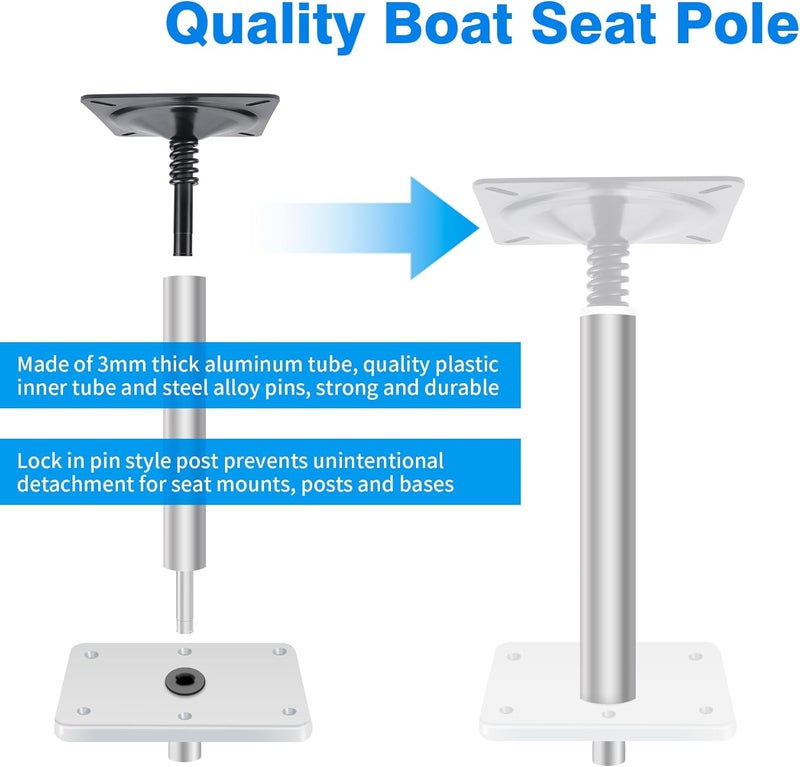 Sporthfish 3/4" Pin Boat Seat Post Pedestal Posts Pole Fit for Various Ships - Round Jon Fishing Cruise Pontoon Flat Deck Bass Boats, Non-Threaded, Fixed Hgt., 1.5" Dia, Aluminum Alloy, Silver - Image 5